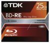 Blu-Ray TDK        25ГБ, 2x, 1шт., Jewel Case, (BD-RE25JC2XE), перезаписываемый Blu-Ray диск